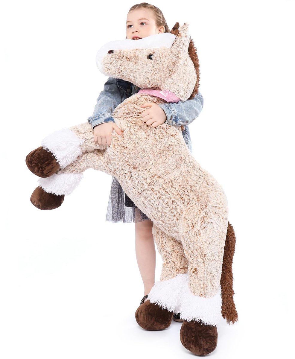XXL Pluche Paard - Lichtbruin - 120 cm Groot