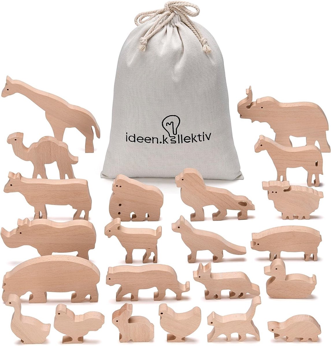 Systemische Dierenfiguren van Massief Hout voor Coaching en Therapie