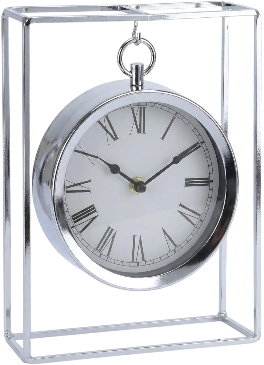 Tafelklok Hangend Model - 25 cm Zilverkleurig