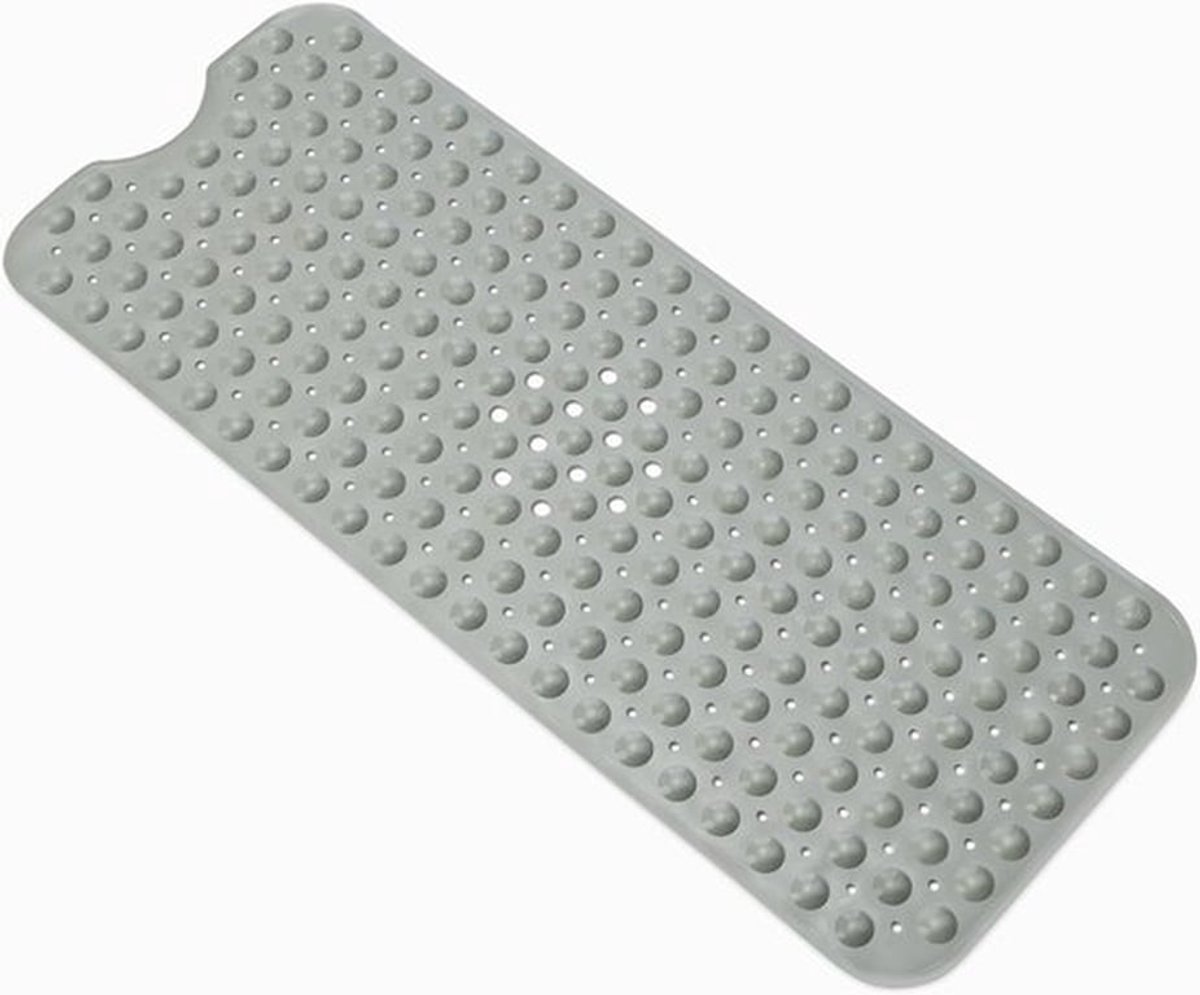 Antislip badmat met zuignap voor bad en douche, 40" x 16", grijs