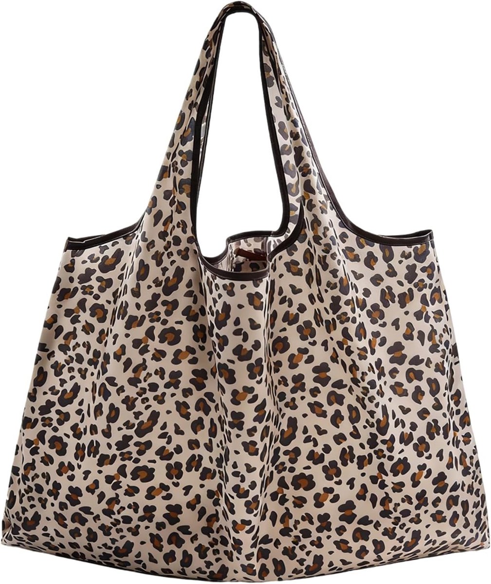 Vouwbare Shopper Tas met Luipaardprint voor Vrouwen, Ideaal voor Winkelen, School en Dagelijks Gebruik