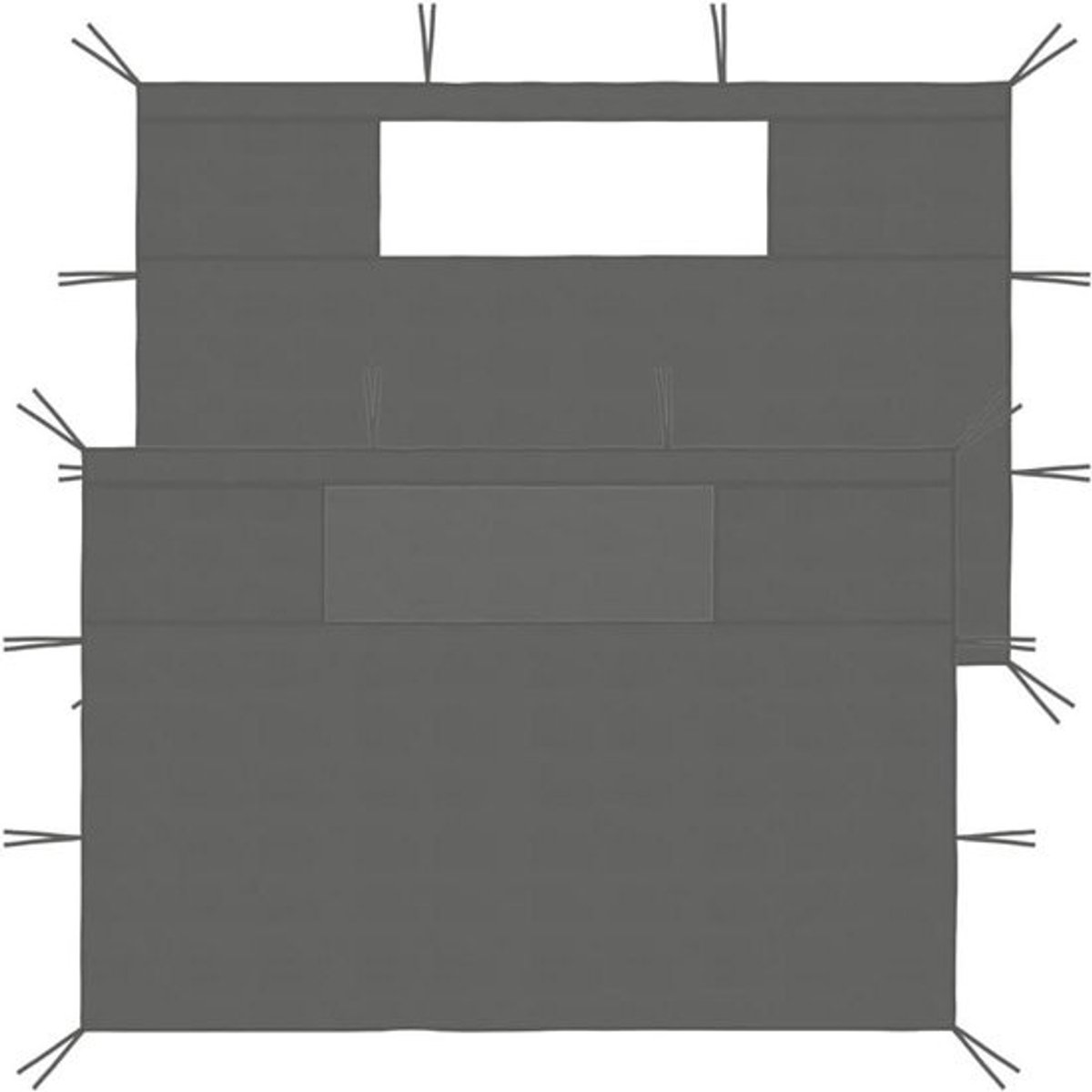 Paviljoen zijwanden - Tentdoek met raam - Feesttent afschermen - Transparant PVC raam - 410 x 210 cm - Antraciet