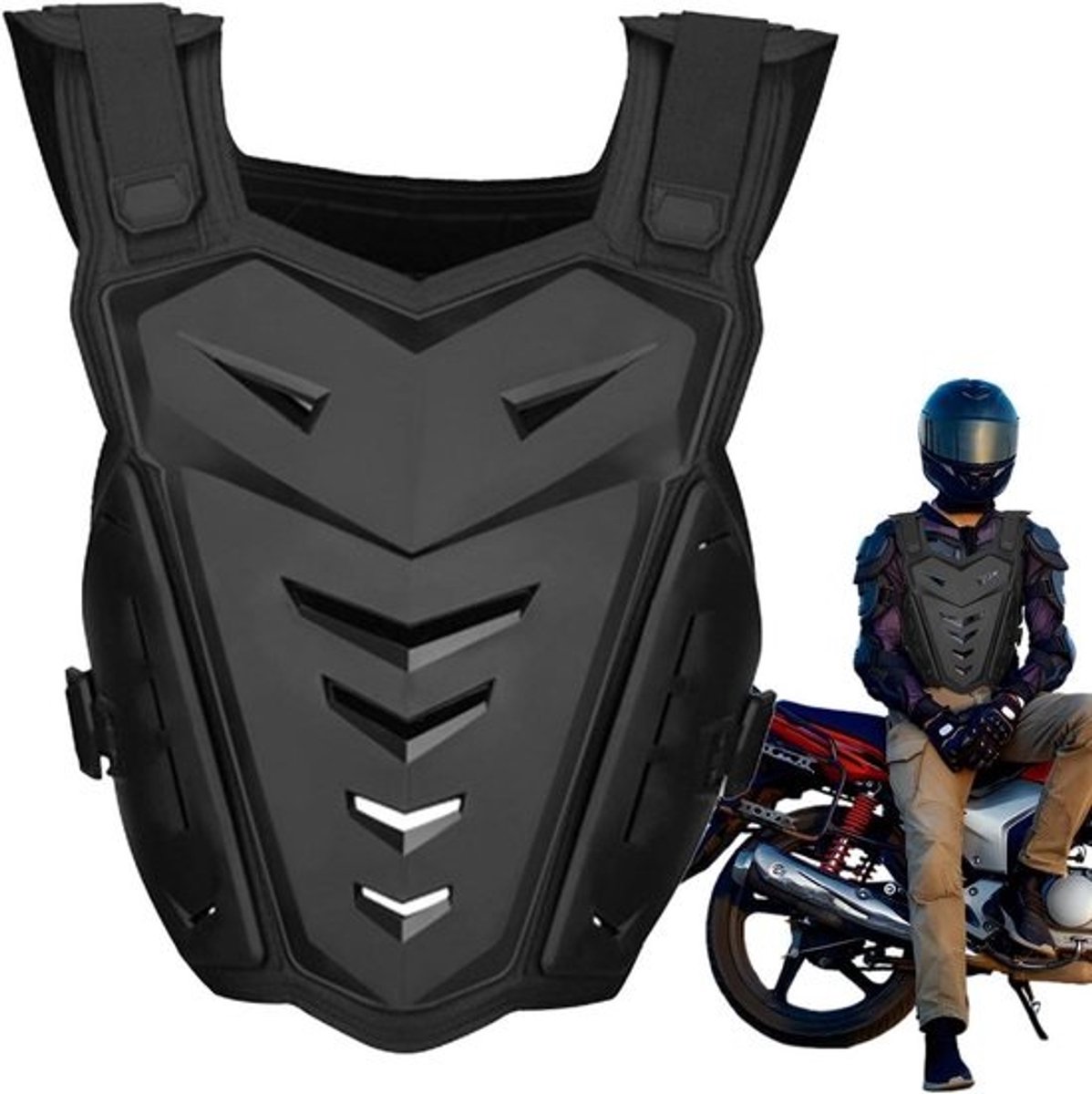 Motorfiets Beschermvest - Rugbeschermer Vest - Veilig Rijden - Schokbestendig Ontwerp - Gemiddelde Maat - Zwart