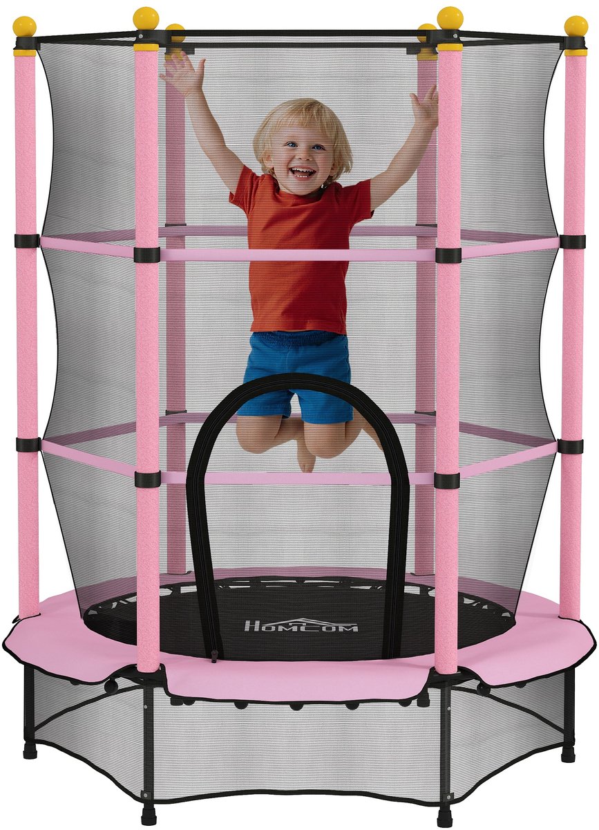Trampoline voor kinderen, buitentrampoline, diameter 140 cm, trampoline voor binnen en voor kinderen met veiligheidsnet, tuintrampoline voor training en plezier, tot 50 kg, speelgoed