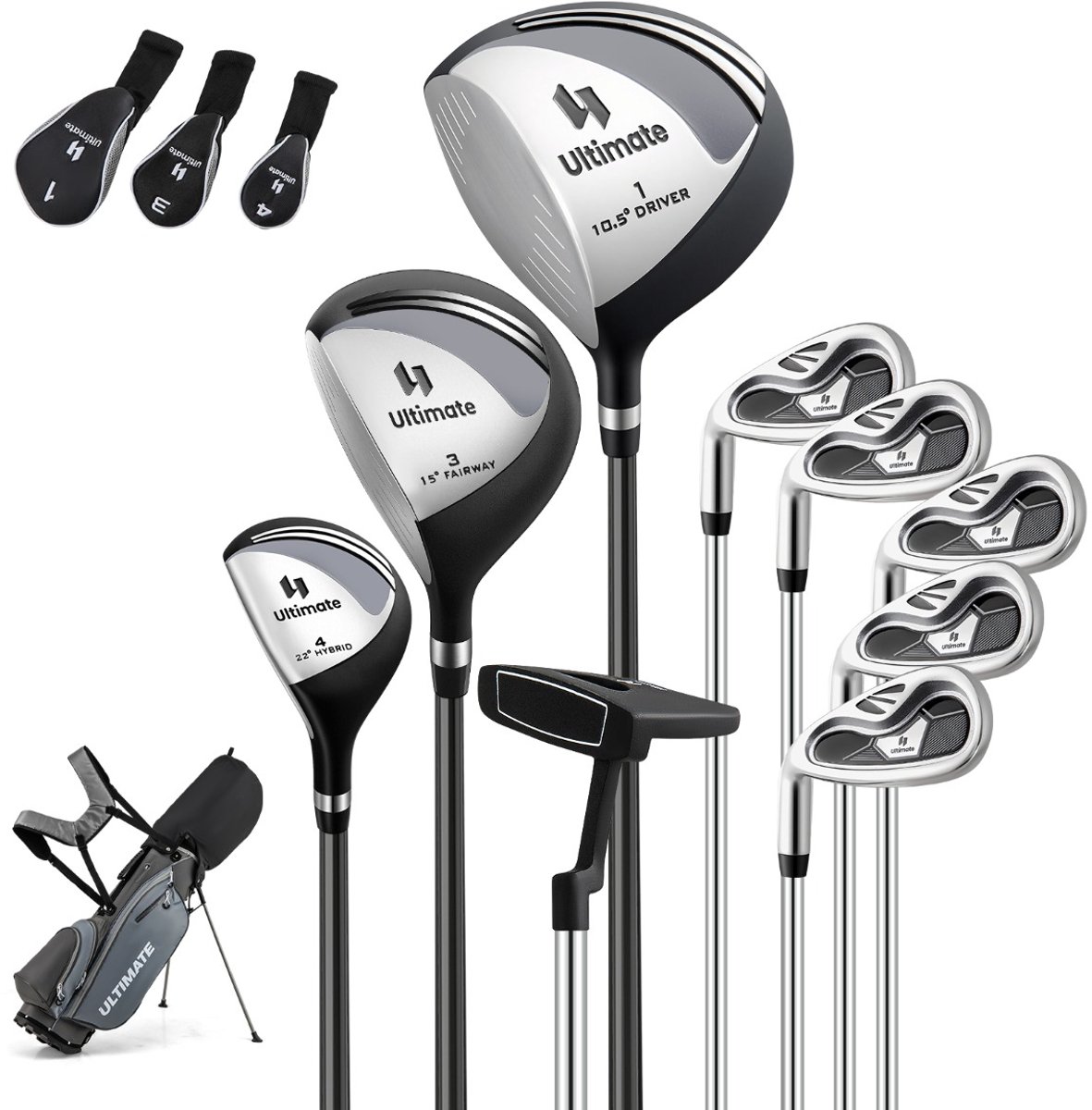 SureDeal® - Golf - Compleet Golfclubs - Tasset - Linkshandige Heren Draagbare - 83x51x96 cm - Grijs