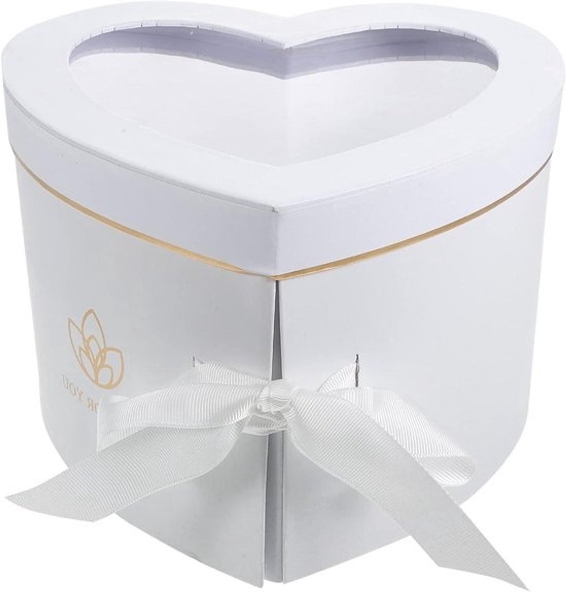 Geschenkdoos Bloemen - Bloemenverpakking Cadeau - Cadeau Presenteren - Dubbellaags Roterend - 23x20.5x16.5cm - Wit