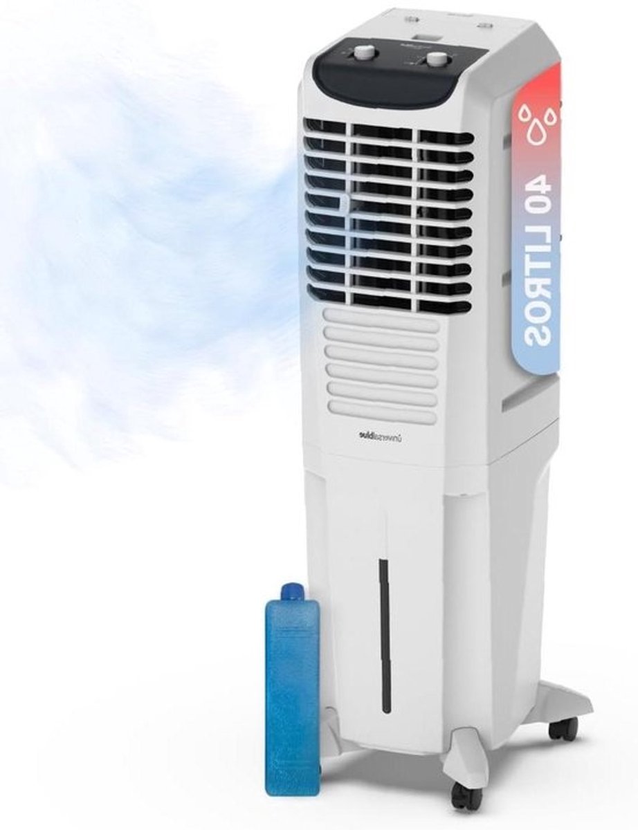 Verdampingsairco - Mobiele koeler - Ruimte Koelen - Zonder Installatie - 40 liter - Blauw