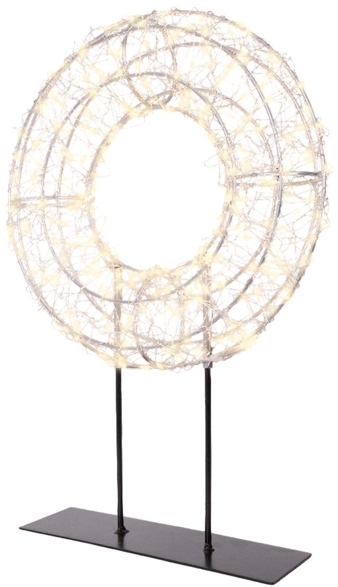 Warm wit 300 Micro-LED verlichte krans tafellamp wit zilver 28 x 38...