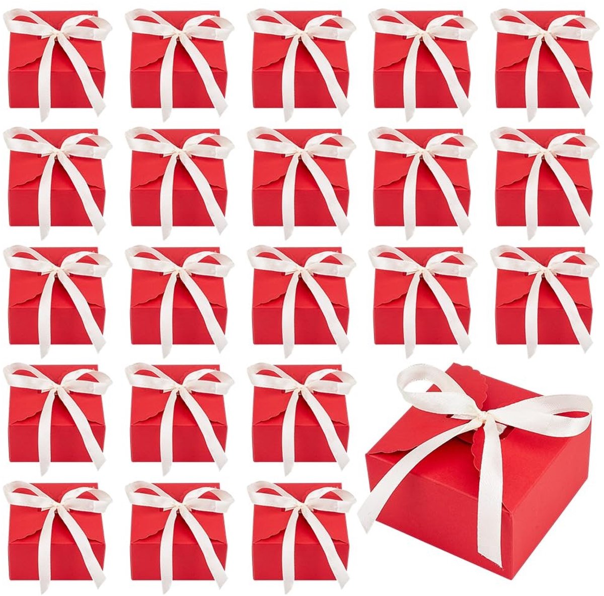 30-pack mini rode geschenkdozen - Vierkant 9x9x5 cm
