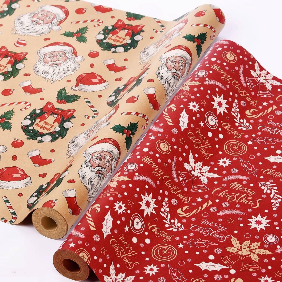 Cadeaupapier - Kerstthema - 43 cm x 15 m - 2 rollen