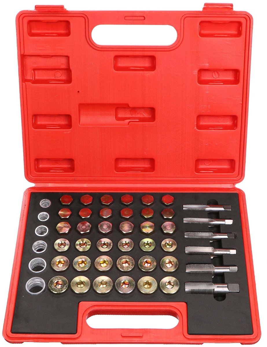 Reparatieset voor oliedrain - 114-delig in kunststof opbergdoos