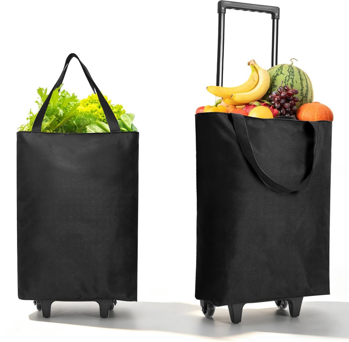 2-in-1 Vouwbare Winkelwagen - 30L - Zwart