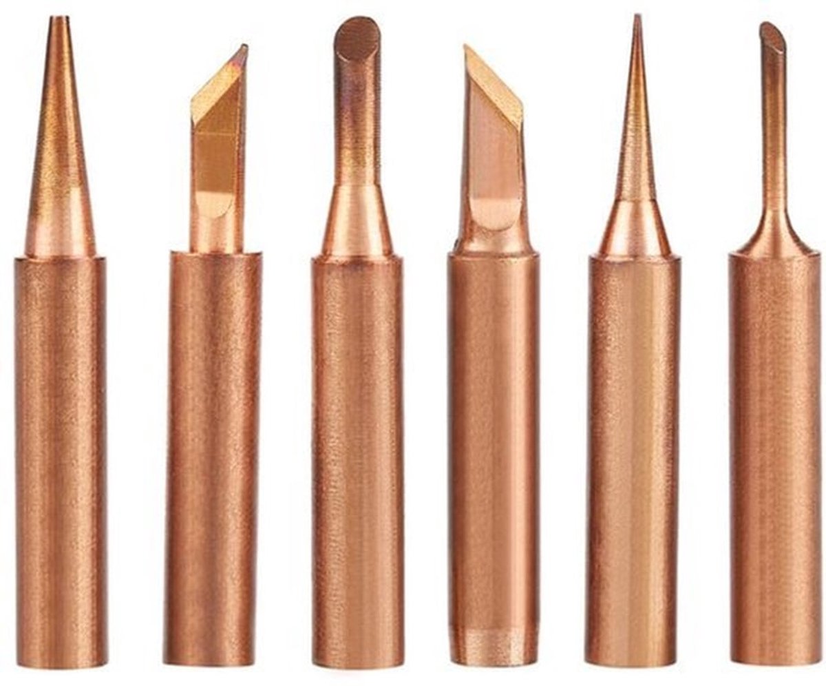Soldering Ijzertips - 6 Stuks - Koper - Geschikt voor 936 Soldering Station