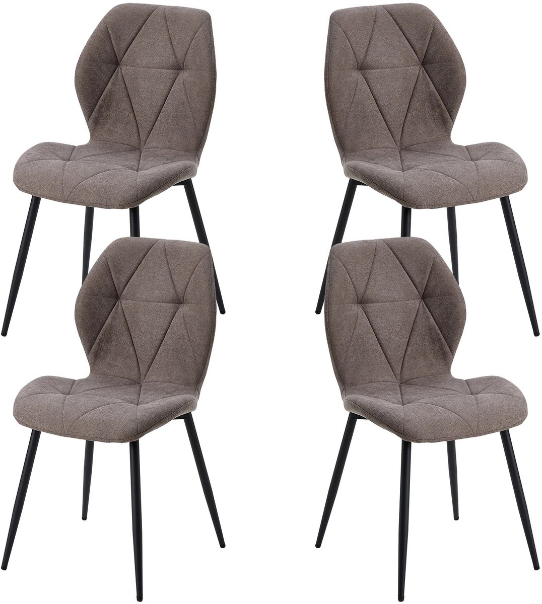 Brandistry - Eetkamer Stoelen - Stoelen - Eetkamer - Set Van 4 - Moderne Eetkamerstoelen - Stalen Poten - 48x42x86 - Bruin