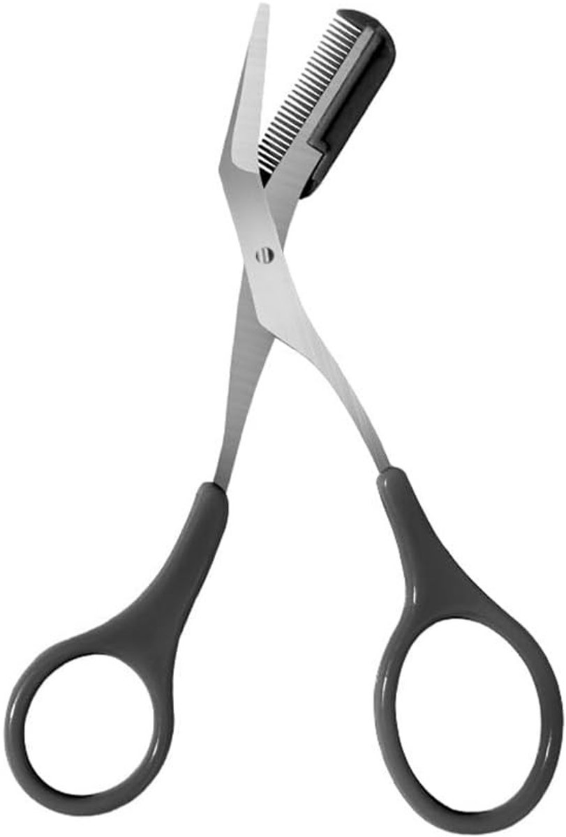 Bundel met wenkbrauwschaar en kam voor het inkorten van wenkbrauwen en wimpers voor mannen en vrouwen, zwart en duurzaam