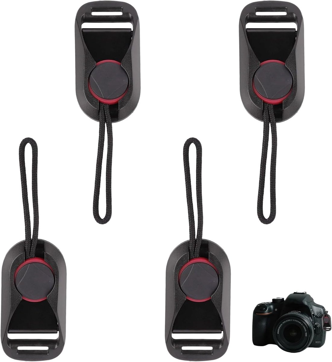 4-delige Snelle Ontgrendel Camera Strap Set met Universele Clip en Adapter voor DSLR en SLR Camera's