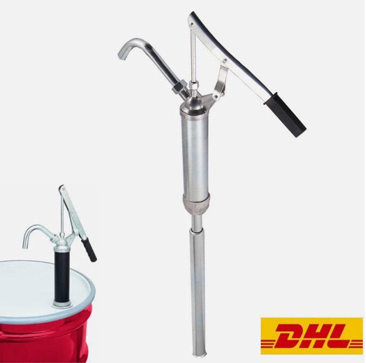 Homtas Handmatig hevelpomp - voor 60 - 200 liter vaten - Hoog Koolstofstaal - Pomp - Telescoopbuis - Oliepomp 16 l/min - Handbediend