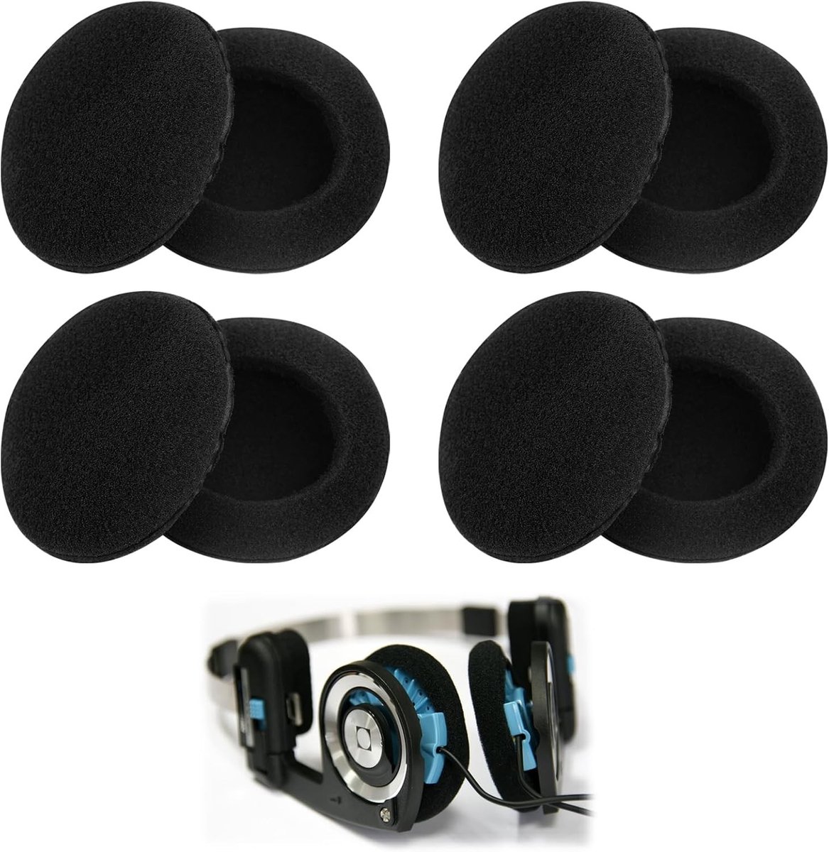 Set van 8 Zachte Oorkussens voor Hoofdtelefoons 50mm, Comfortabele en Ademende Foam Oorkussens voor Verbeterde Geluidskwaliteit en Langdurig Gebruik