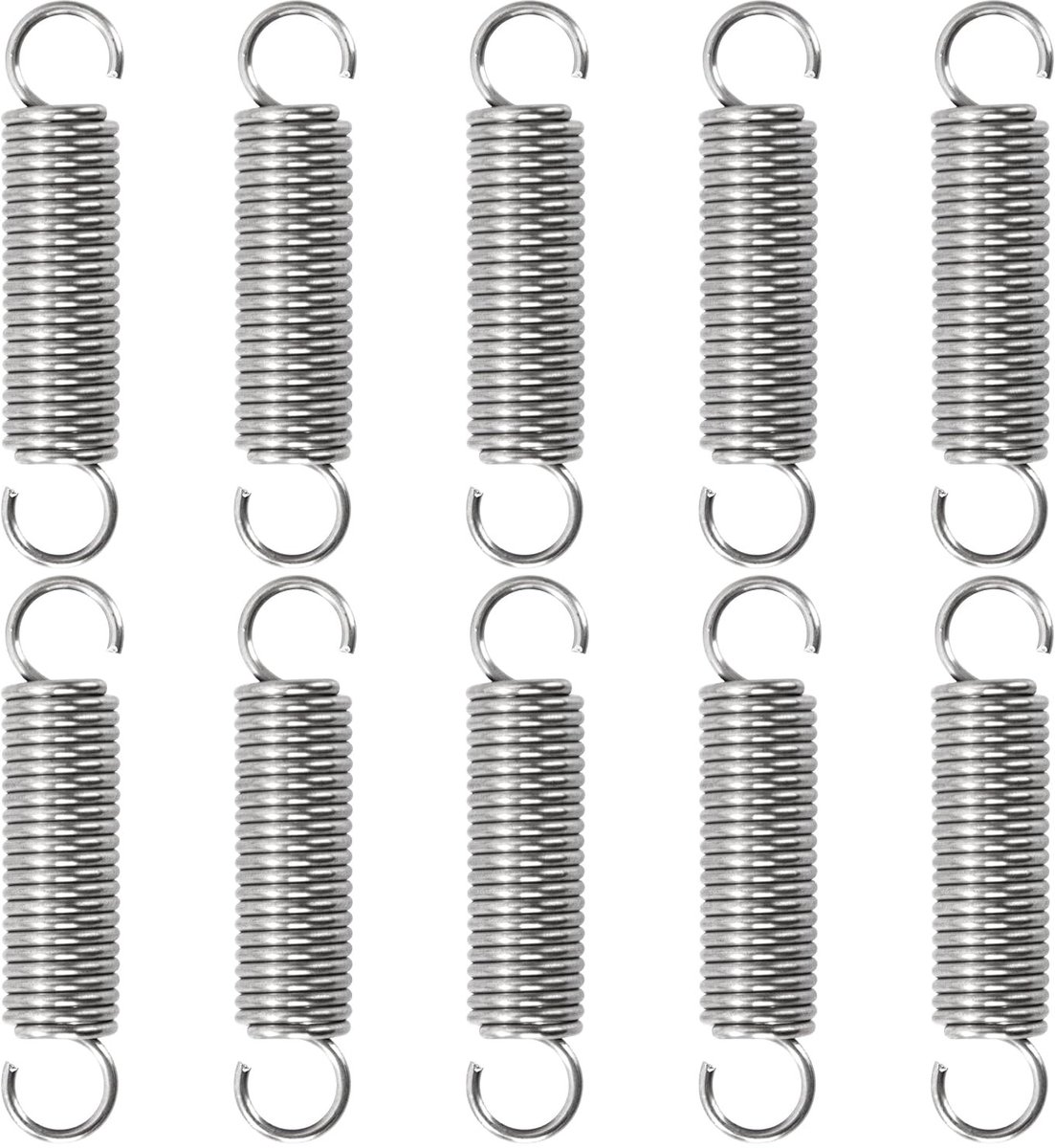Tension Springs van 35 mm met haken, roestvrij staal, buitendiameter 8 mm, veerkracht 2.8 kg, set van 10 voor diverse toepassingen
