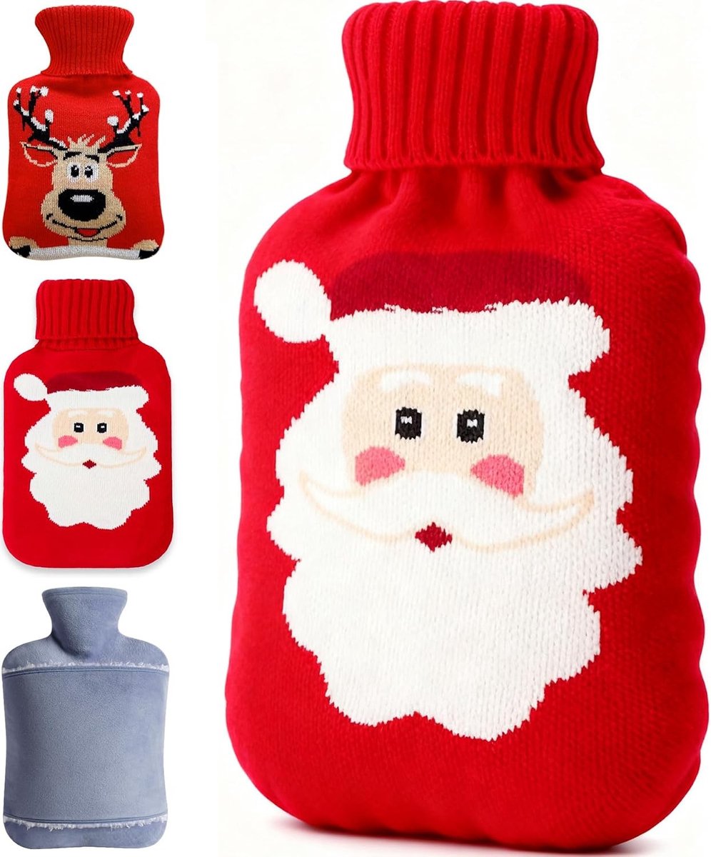 Warmwaterkruik met Zachte Cover van 2 Liter, Lekvrije Kruik voor Volwassenen en Kinderen, Perfect als Kerstcadeau en voor Comfortabele Warmte