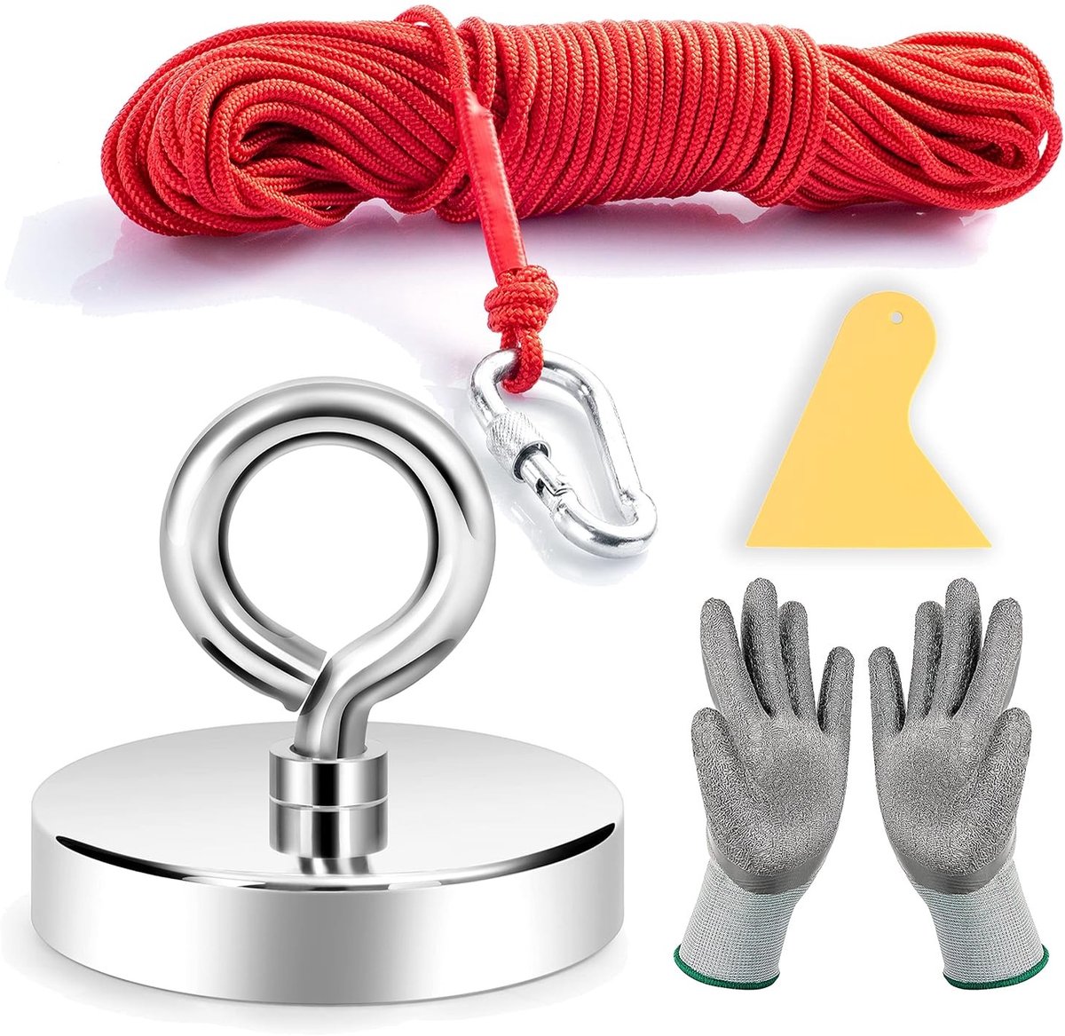 Magnetische Visset met Sterke 20m Touw, 3 Inch Stalen Basis voor Het Vissen en Ophalen van Voorwerpen in Meer, Strand en Tuin