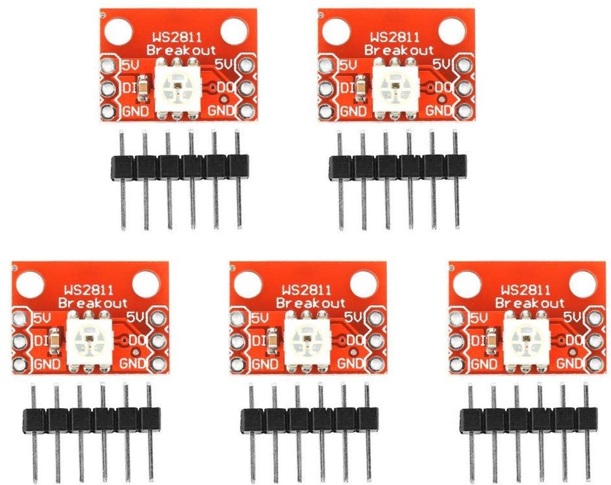 5 Stuks WS2812 Breakout Module Plaat met Onafhankelijke Kleurenregeling voor 5050 RGB LED Modules, Perfect voor DIY Verlichting en Projecten