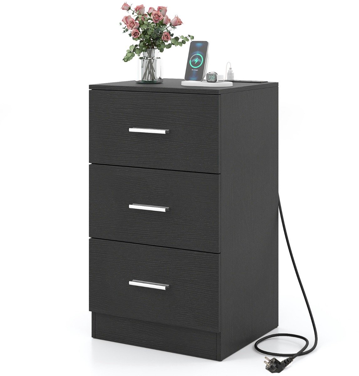 SureDeal® - Nachtkastje - Oplaadstation - Opberglades - 38x35x66 cm - Donkerbruin