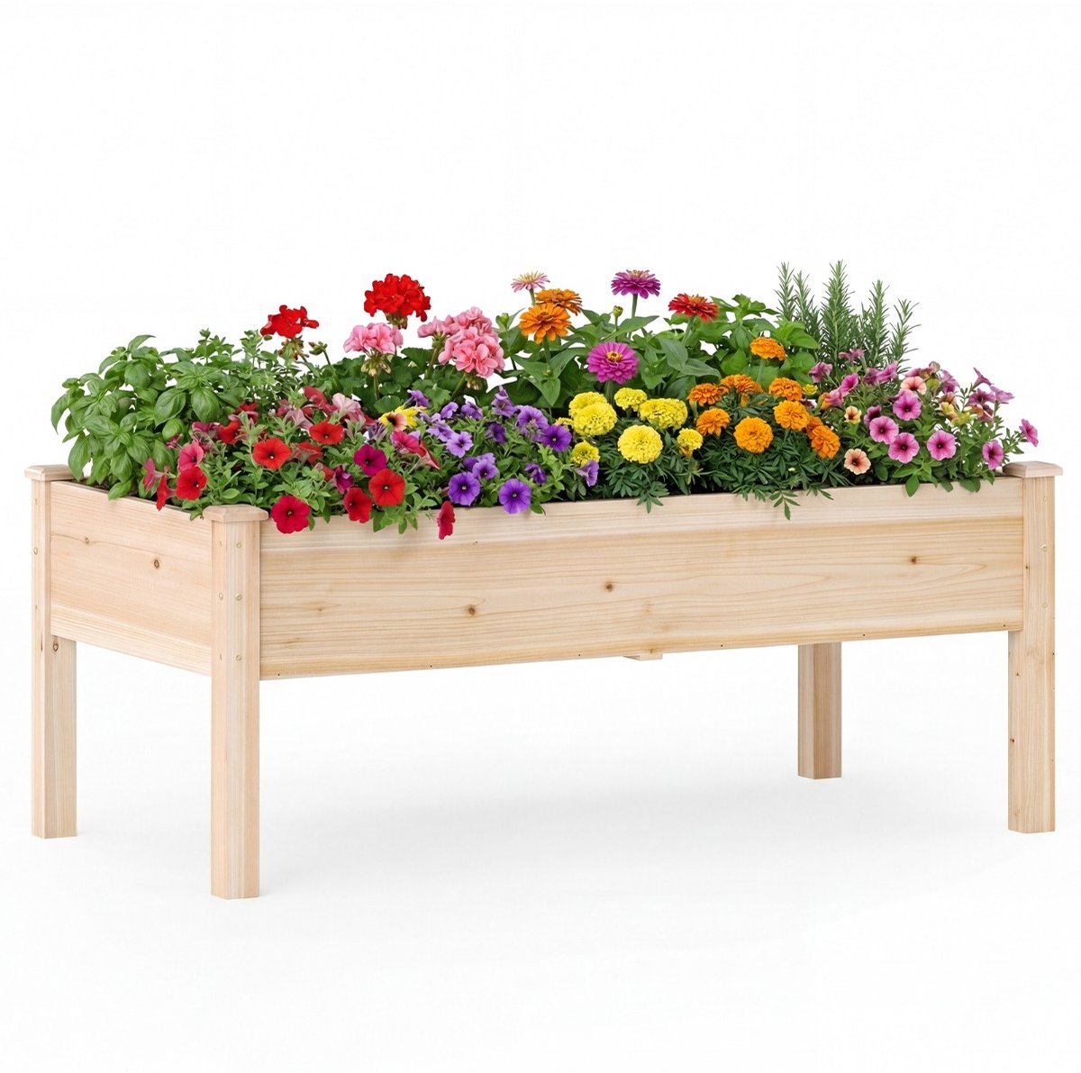 SureDeal® - Tuinier - Verhoogde Plantenbak Verhoogde - Afwateringsgaten Groentekweekbak Naturel - 122x62x48 cm - Naturel