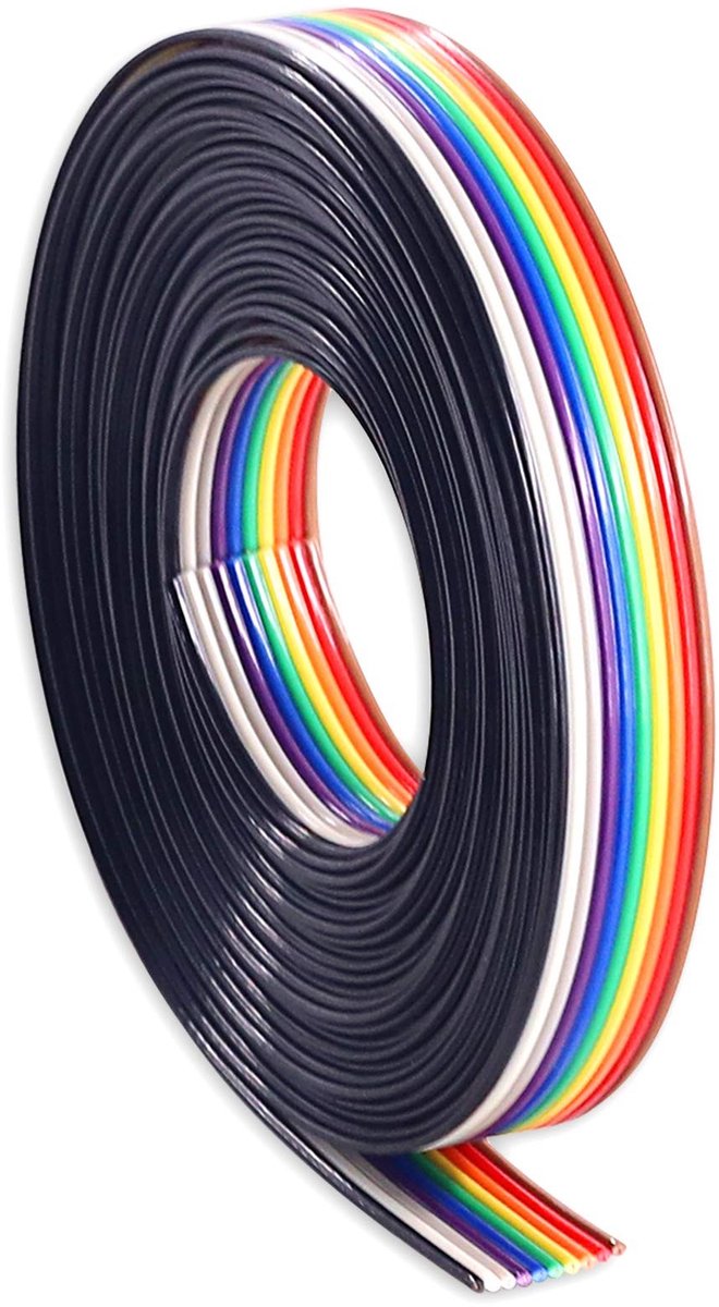 5m 10-draads Regenboogkleurige Kabel - Plat Ribbons