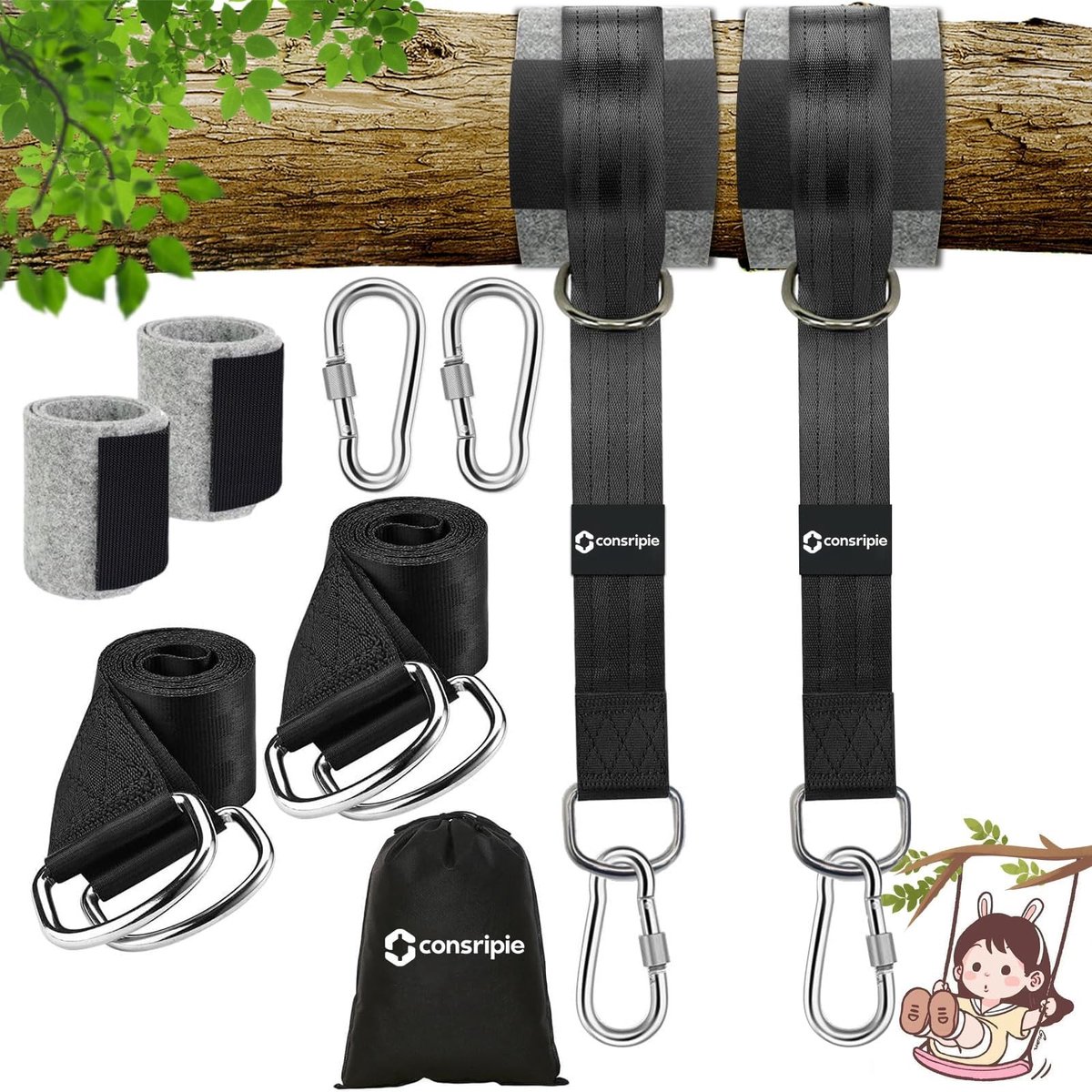 Hammock Bevestigingsset - Inclusief Straps en Carabiners