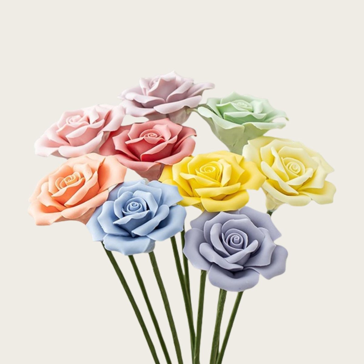 Handmade Keramische Rozen - 9 Stuks - Decoratieve Bloemen
