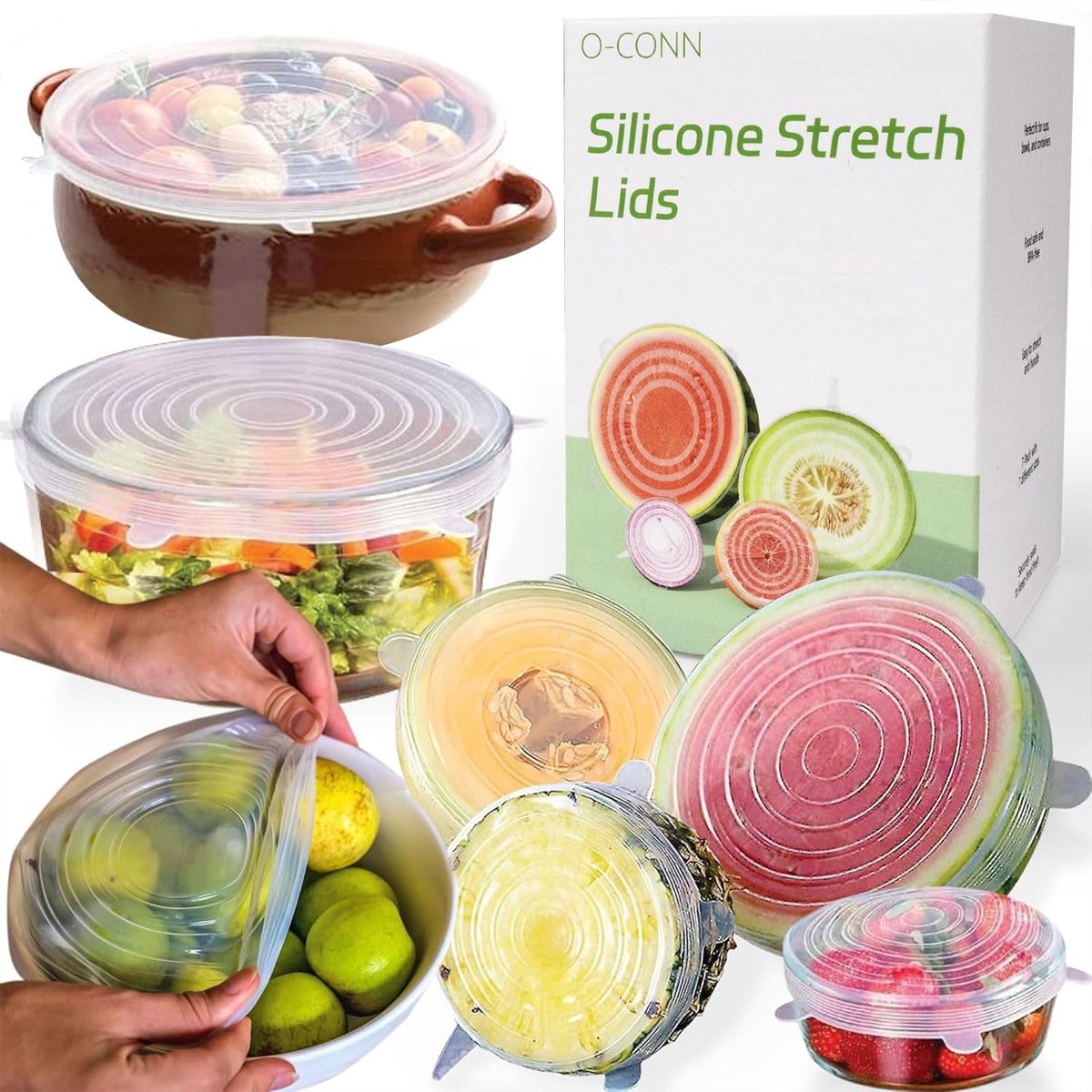 Herbruikbare Siliconen Deksel Set - 7 Stuks Transparant