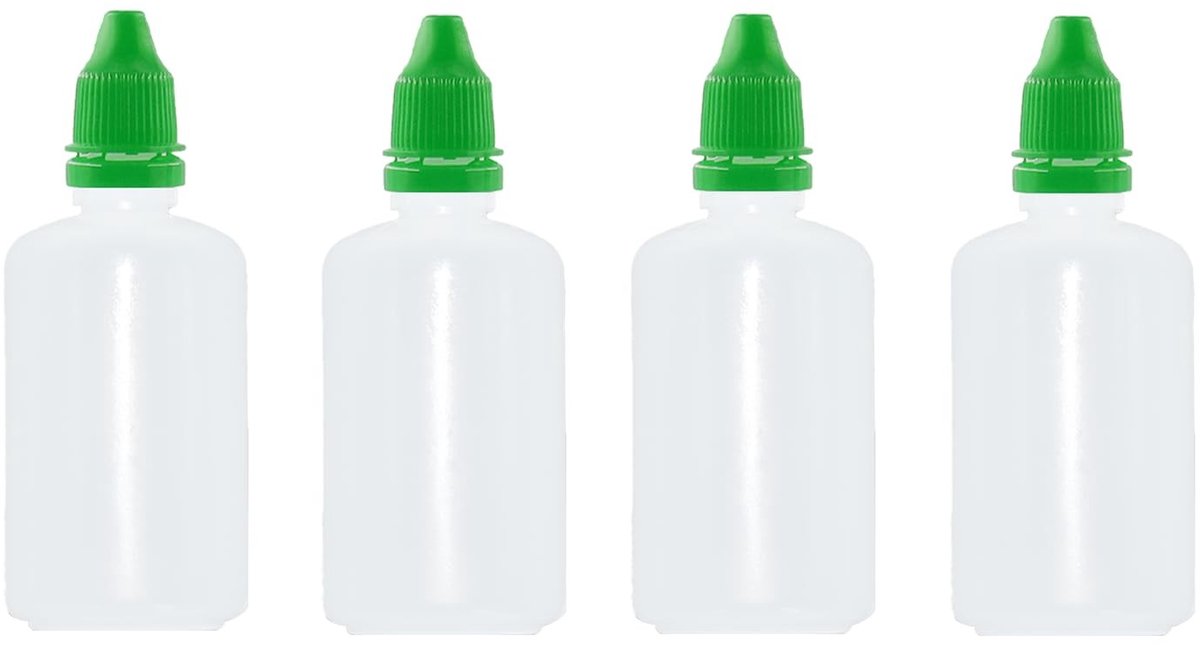 Plastic Dropper Bottles - 50ml Lege Fles met Groene Doppak van 4