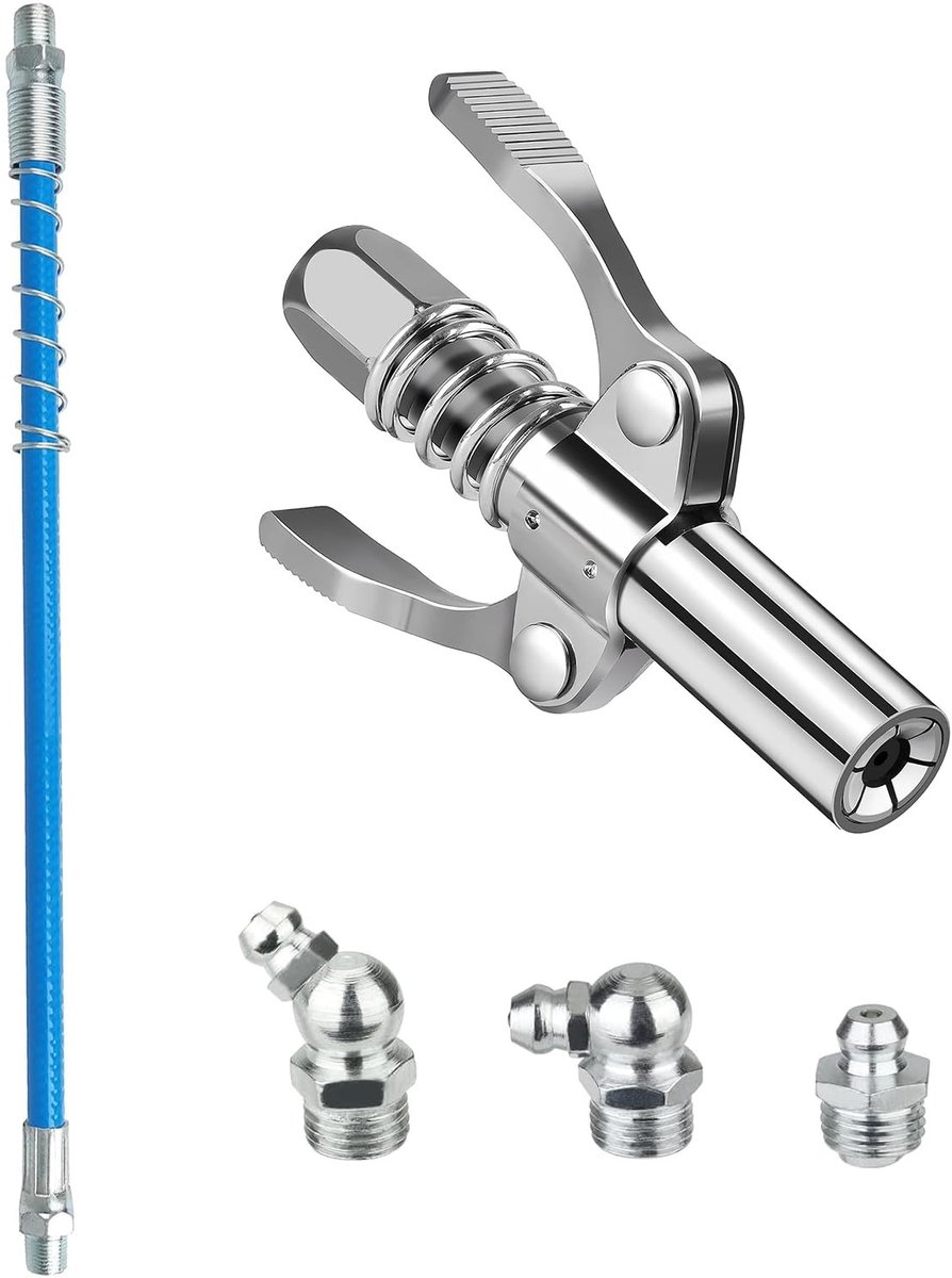 5-delige vetpers set - Dubbele handgreep met 30 cm slang