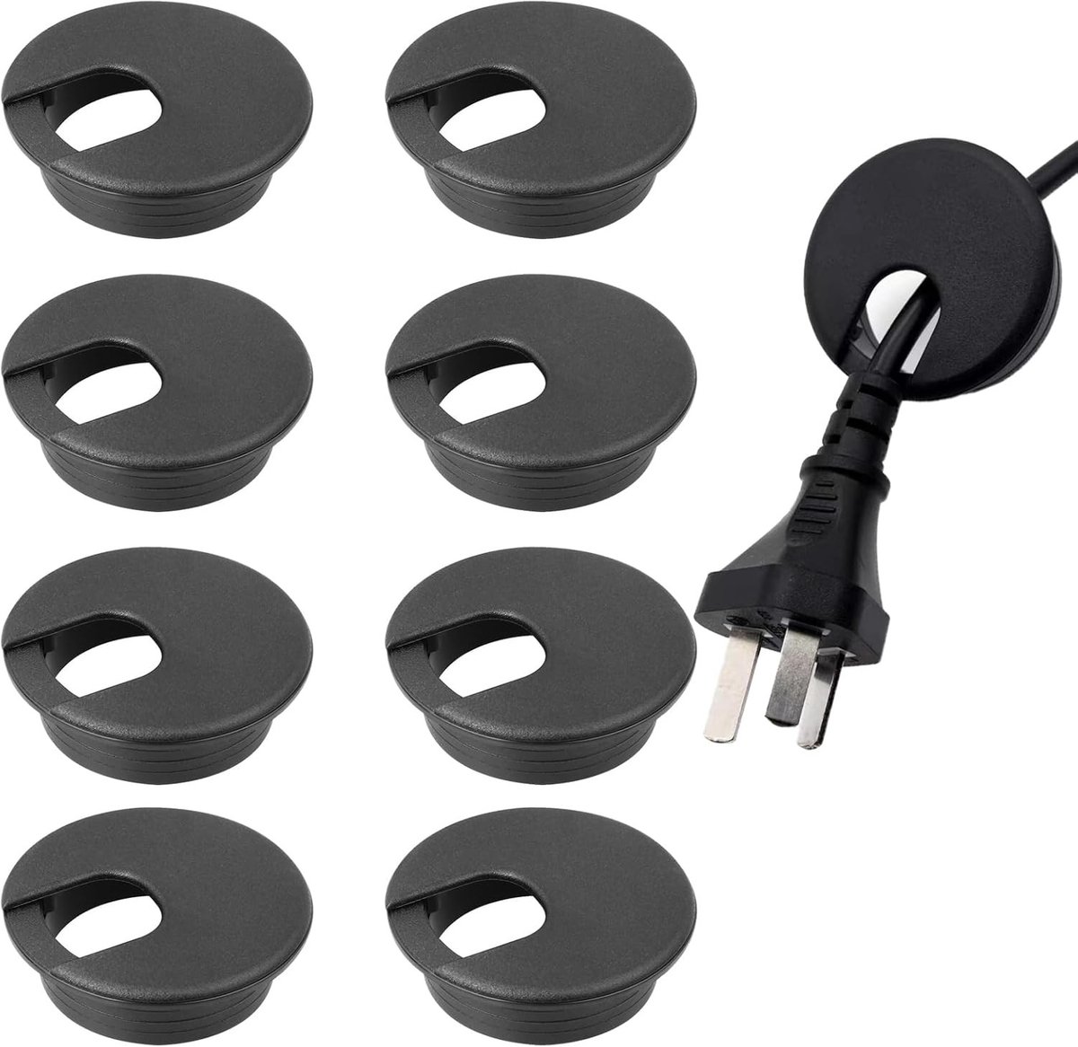 Kabeldoorvoer voor bureau - Set van 8 stuks Ø 50 mm - Ideaal voor kabelbeheer en organisatie