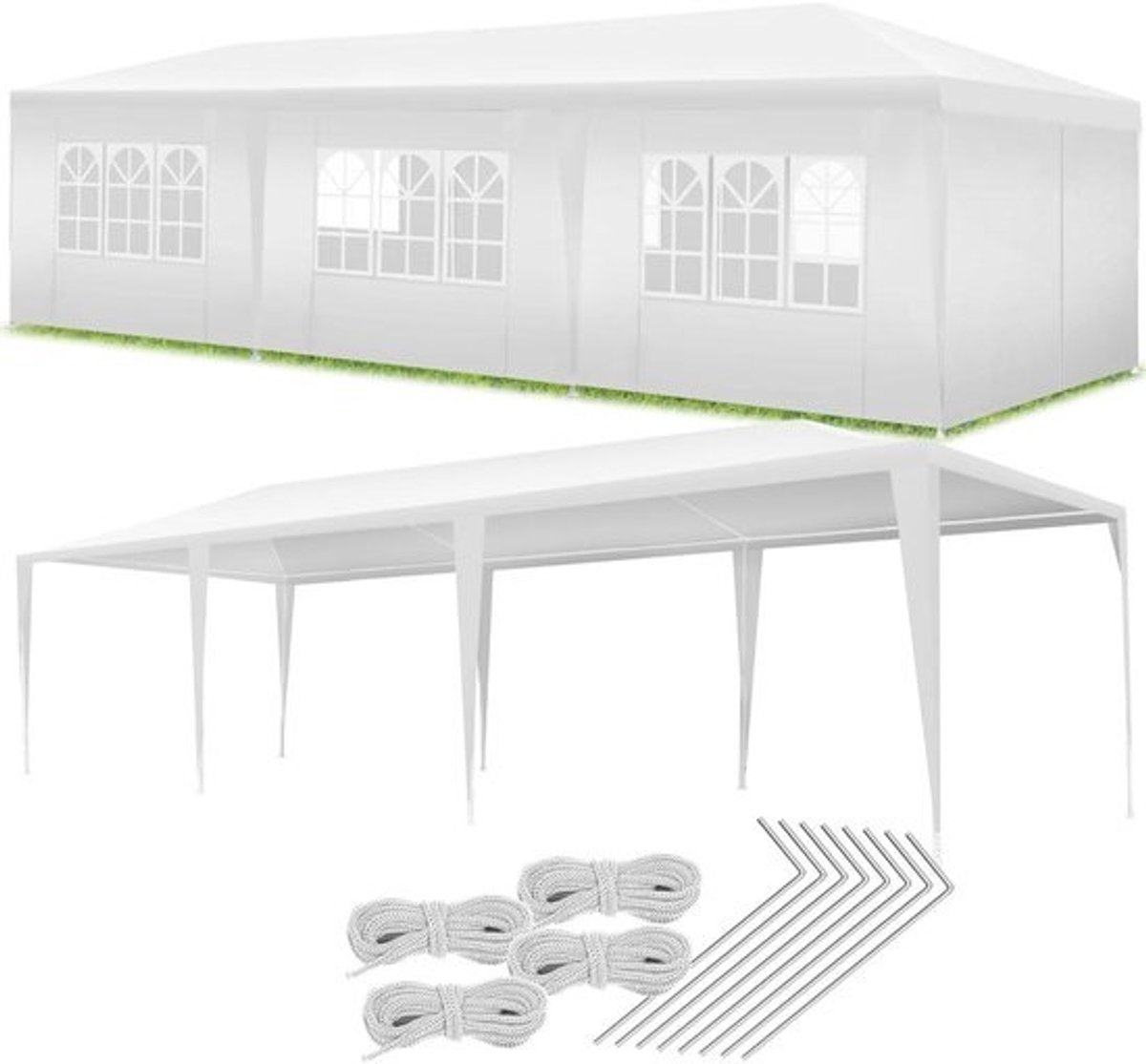Partytent Paviljoen - Feesttent Tuinpaviljoen - Buitenfeesten Organiseren - Waterdicht UV-bestendig - 9x3 m - Wit