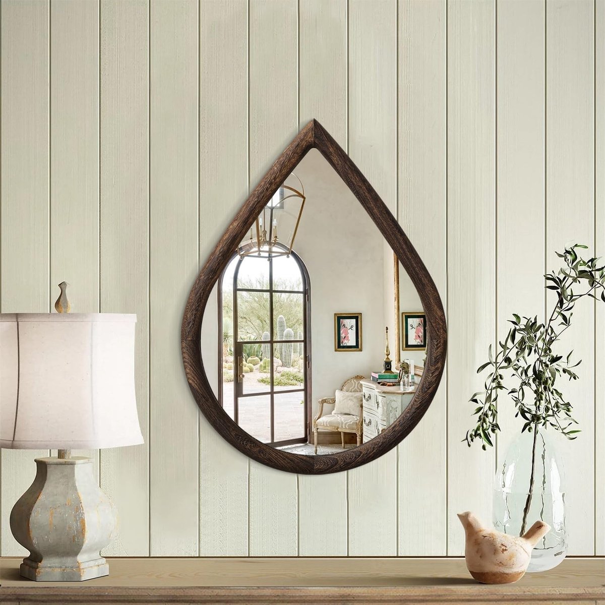 Unieke Wandspiegel met Houten Frame - Rustieke Decoratieve Spiegel voor Slaapkamer en Badkamer - 30x40cm, Ideaal voor Boerderijstijl Interieur