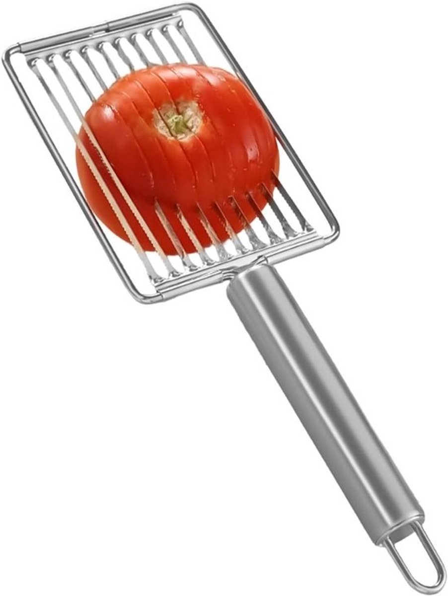 Tomatensnijder - Groentesnijder Hakmolen - Gelijkmatig Snijden - Roestvrij Staal - 23.5 cm - Zilver