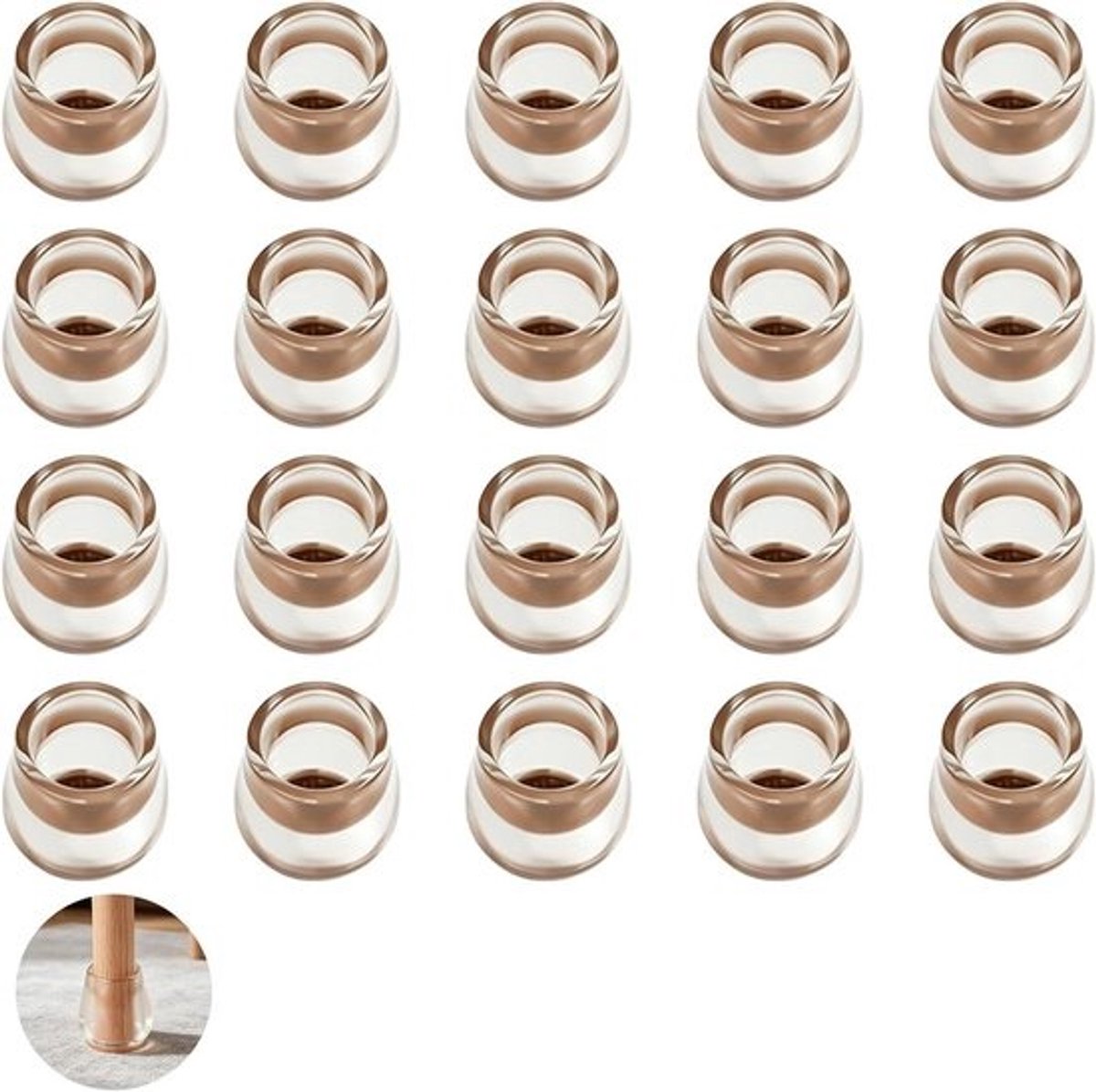 Stoelpootdoppen - Stoelbeschermers Viltglijders - Vloer Beschermen - Extra Klein Rond - 14-20 mm - Transparant
