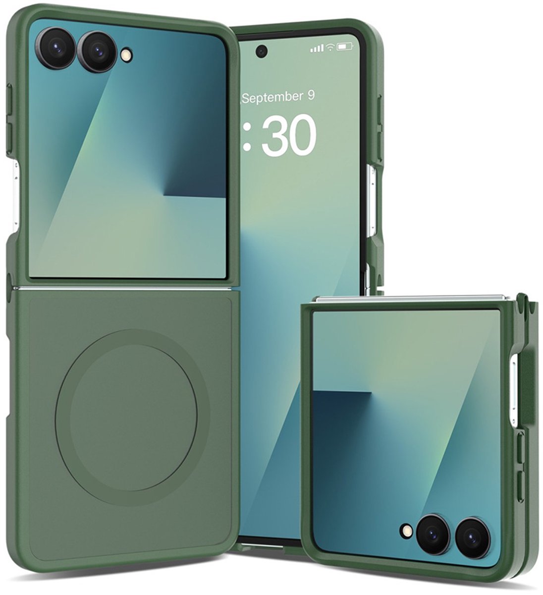 CaseMania Backcase hoesje geschikt voor Samsung Galaxy Z Flip 8 - Groen - TPU (Zacht) - Frozen Frosted look - Compatible met MagSafe & Qi2