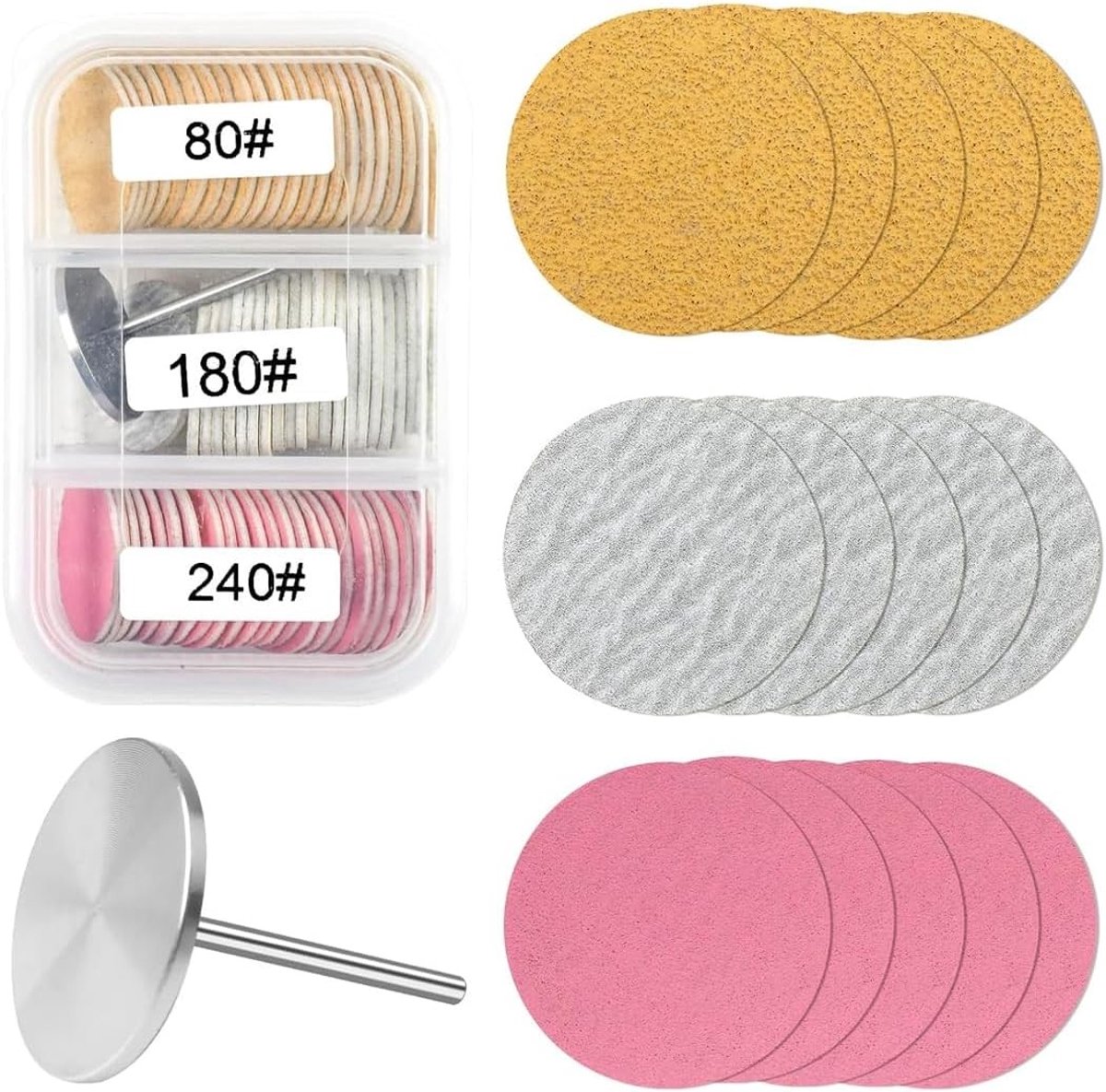 60 Stuks Pedicure Schuurdiscs 25mm - Vervangbare Schuurdisc voor Voetverzorging, Ideaal voor Dode Huid, Harde Huid en Nagels met Verschillende Korrelgroottes 80/150/240