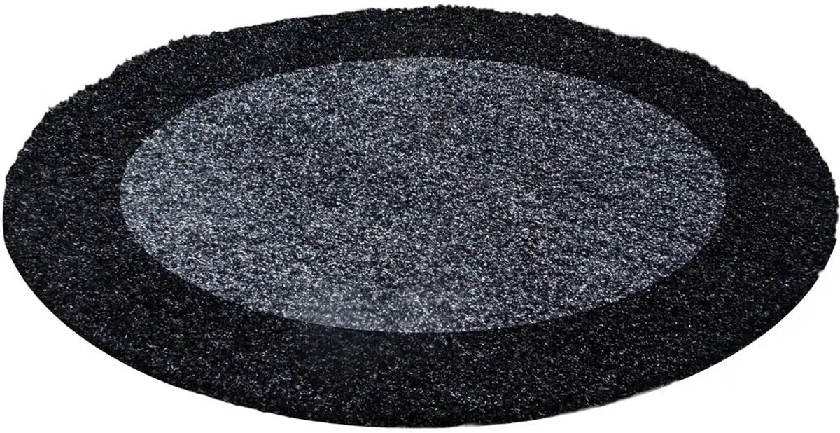 Dutch XXL Rond Hoogpolig Vloerkleed | Tapijt | Shaggy | Life | Kader | Antraciet | 160x160 cm