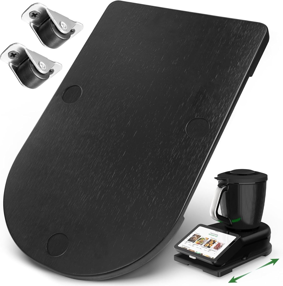 Bamboe Glijbord voor Thermomix - Accessoire met Wielen en Antislip Rubber Voeten, Beschermt de Weegschaal en Verhoogt Gebruiksgemak en Mobiliteit