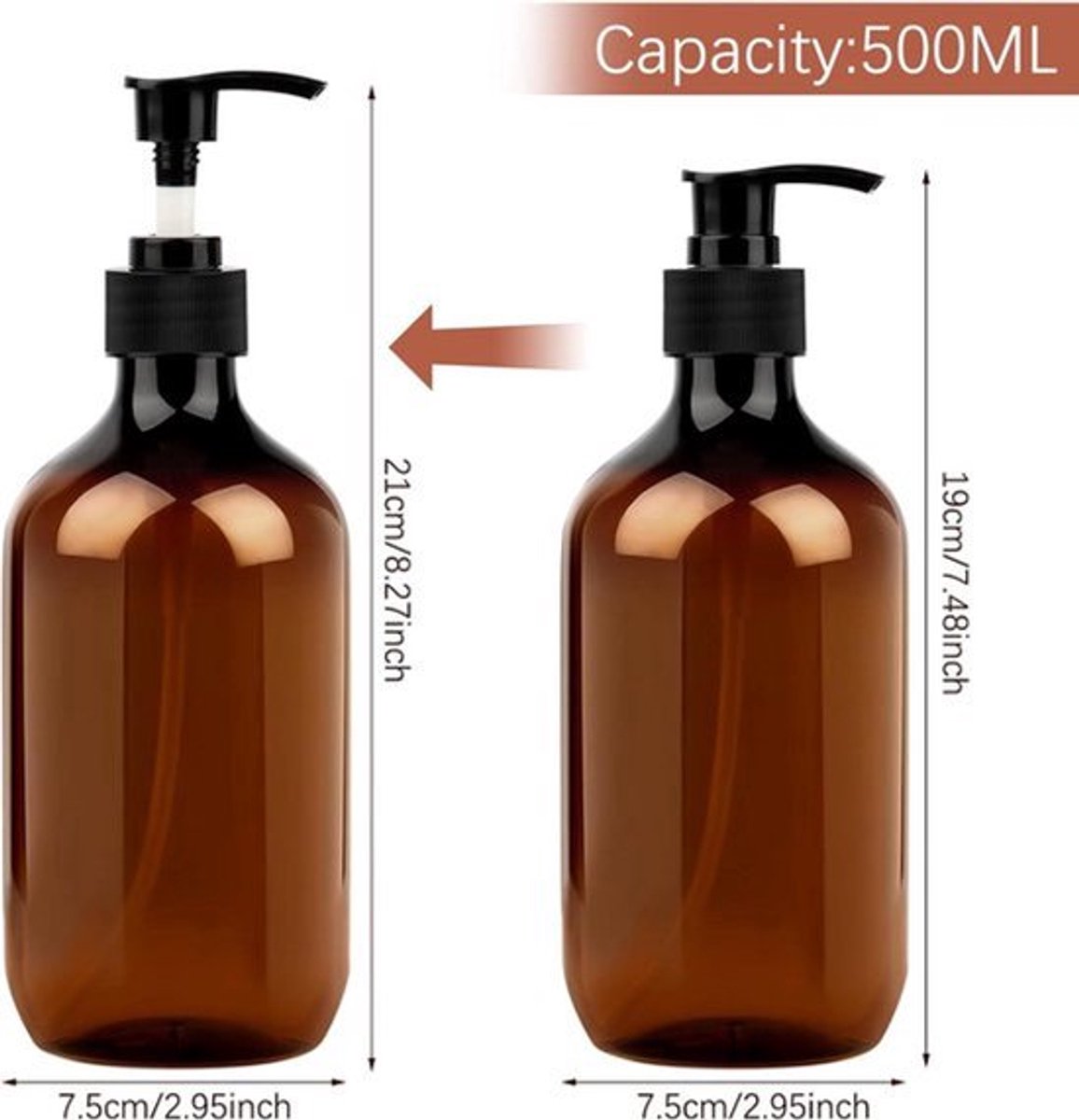 Navulbare lege shampooflessen 500 ml - Set van 4 stuks