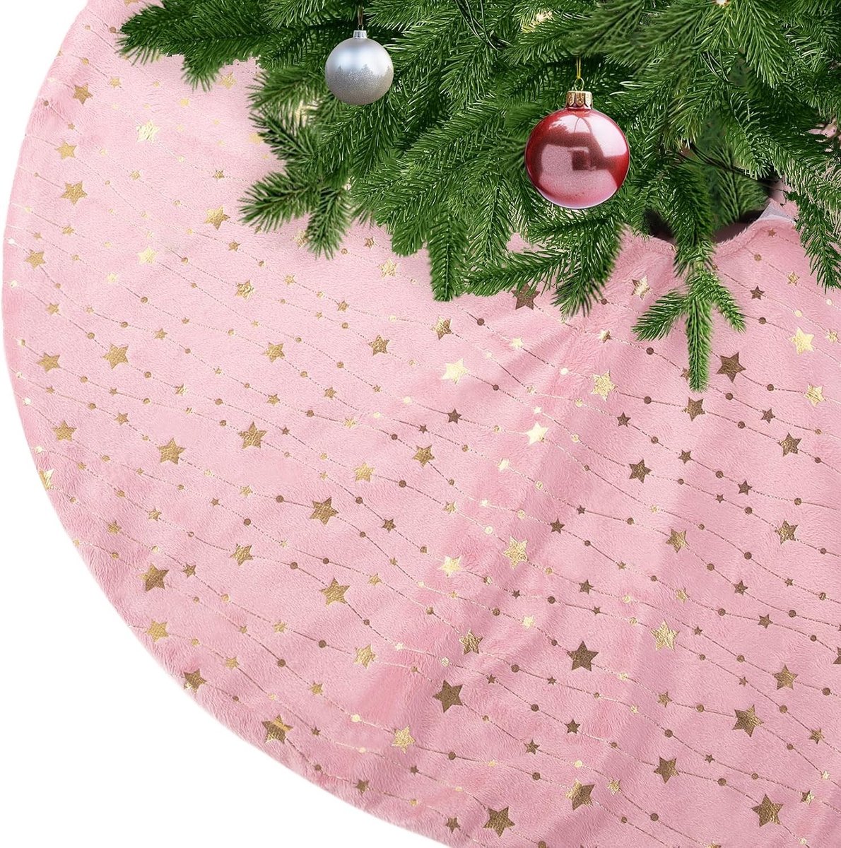 Luxe Fluwelen Kerstboomrok, Kerstboommat en Basisbedekking Decoraties 78cm, Roze, Perfect voor Feestdagen