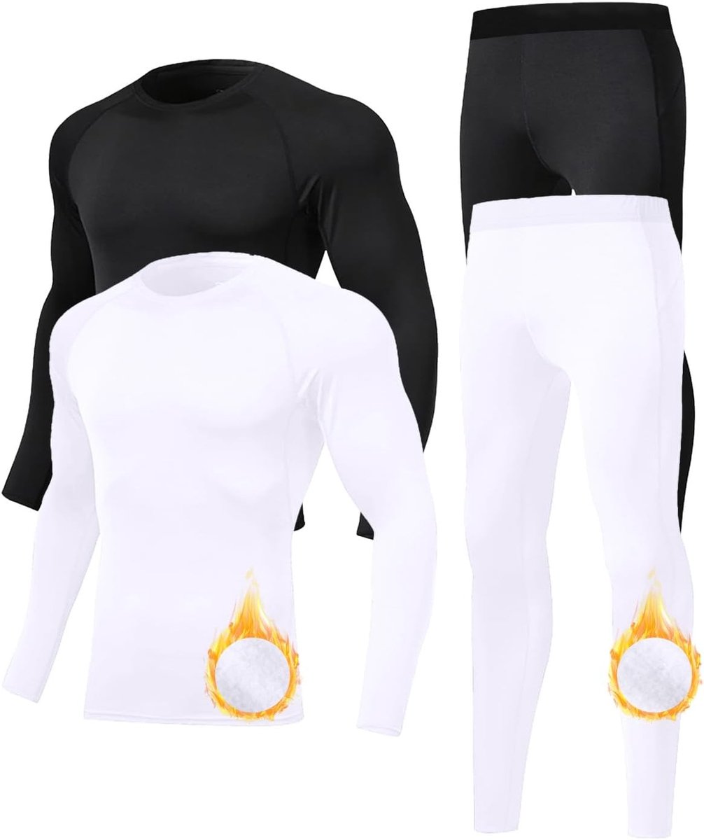 Thermisch Ondergoed voor Mannen - Fleece Gevoerde Basislaag Set met Warmte Compressie, Ideaal voor Winterse Activiteiten zoals Skiën en Outdoor Sporten