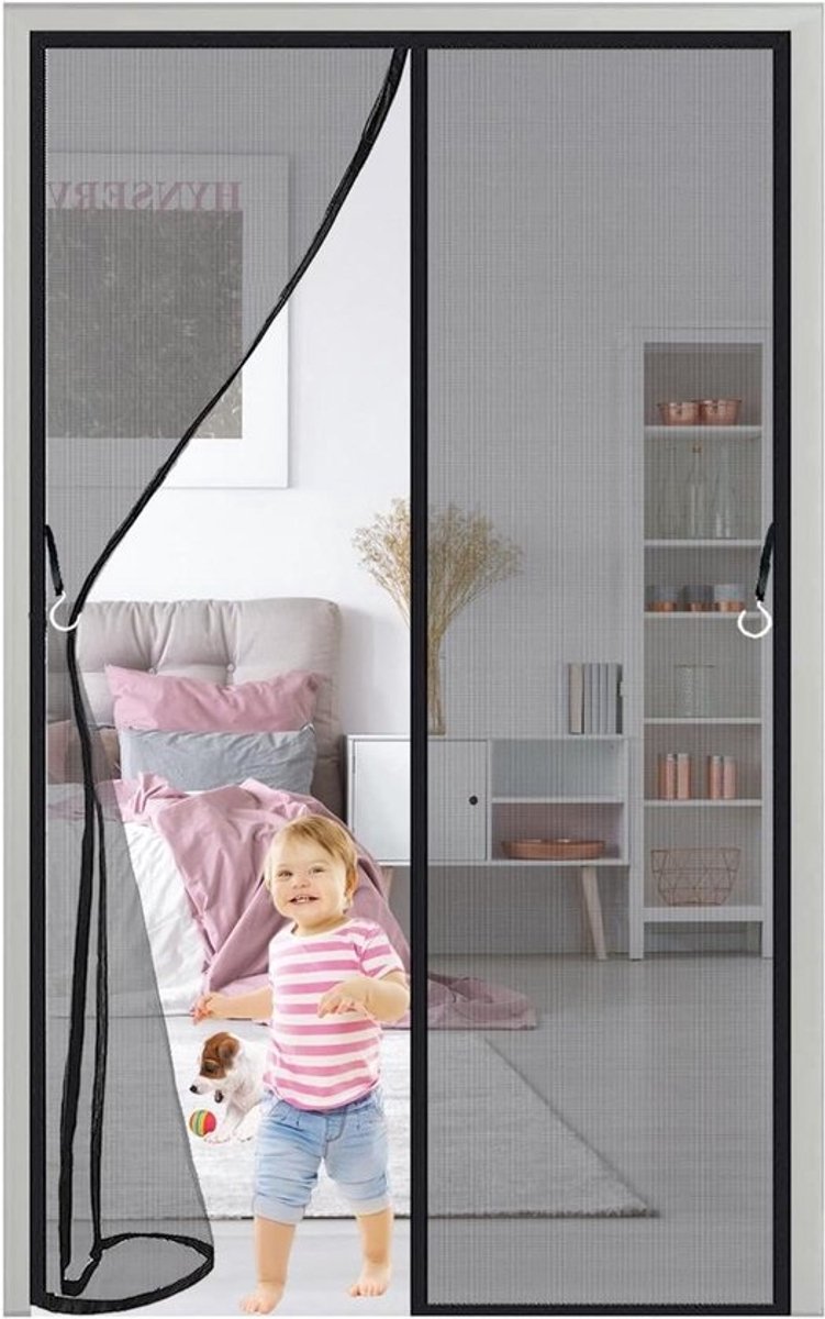 Magnetische Hordeur - Vliegendeur Gordijn - Insecten Buiten Houden - Automatische Sluiting - 130x240cm - Zwart