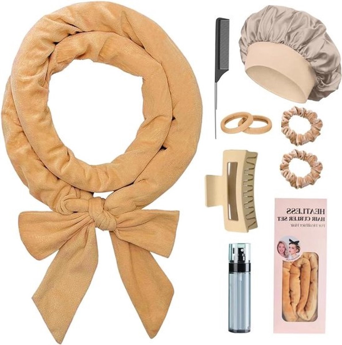 Hitteloze Krulspelden - Krulband Haar - Haar Stylen - Geen Warmte Nodig - 2997 x 1118 cm - Kaki
