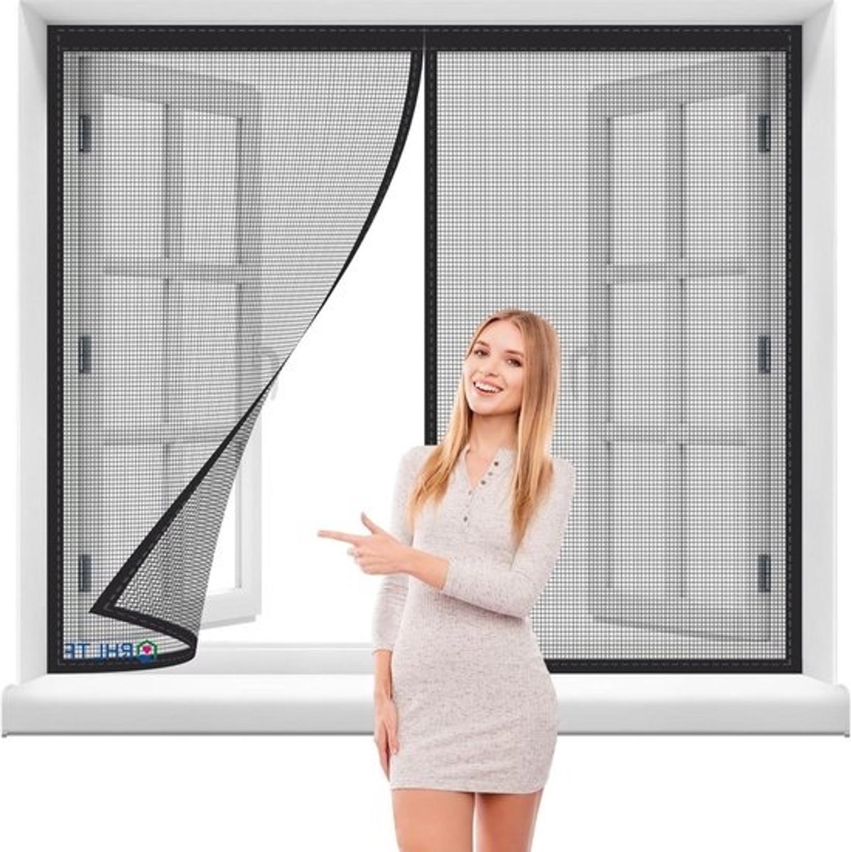 Magnetische Horraam - Hordeur Gaas - Insecten Buiten Houden - Versterkte Magnetische Sluiting - 130x240cm - Zwart