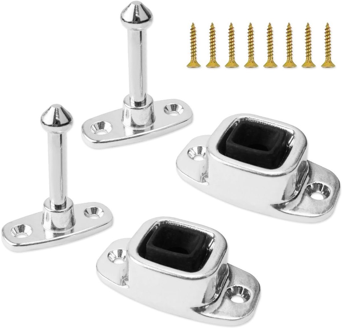 RV-deurhouder en plunjer - Verpakking van 2 stuks, zilver